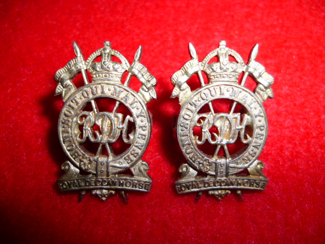 Royal Deccan Horse KC HM Silver Collar Badges, 1917